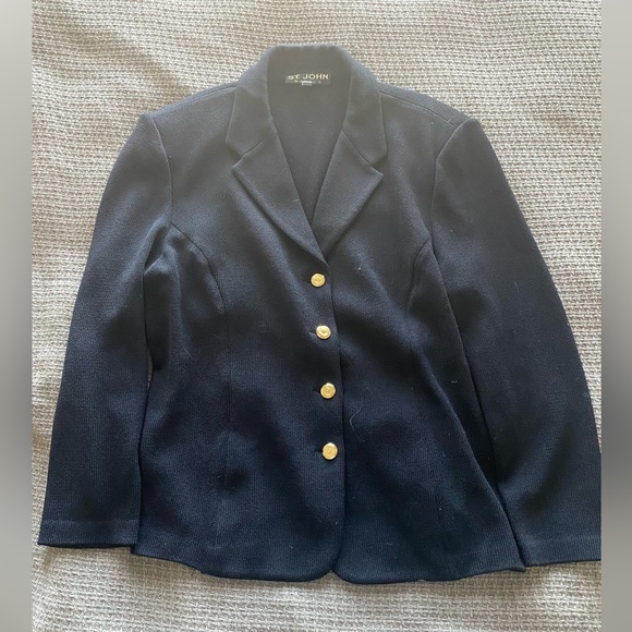St. John Basics Black Knit Blazer - Picture 1 of 5
